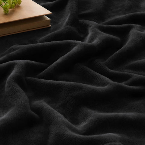 BEDELITE Fleece Blanket Soft Plush King Size Bed Blanket Black 108"x90"