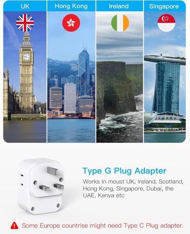 US to UK Plug Adapter, HANYCONY Type G Adapter for Travel, 2 Pack