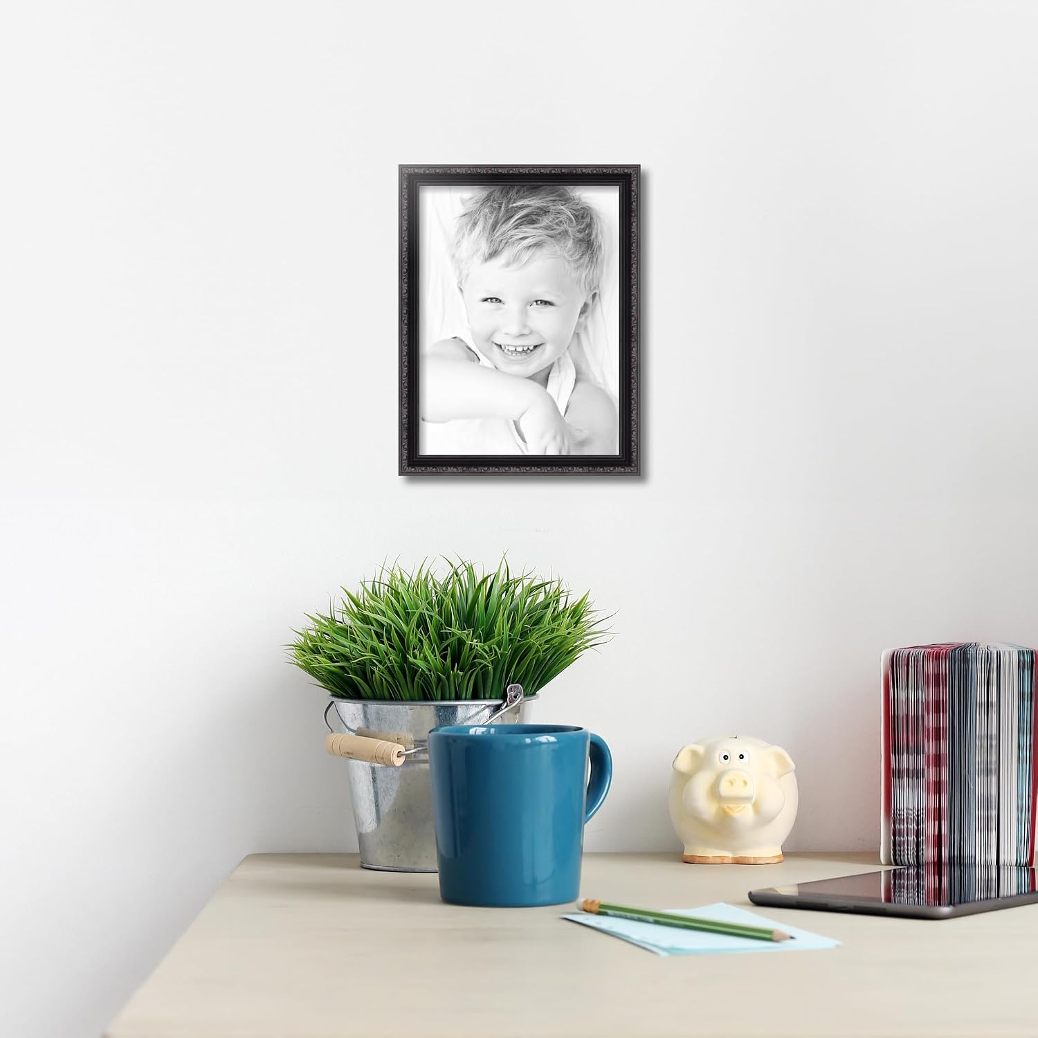 ArtToFrames 12x16 inch Black with Beads Wood Picture Frame, WOMD10188-12x16