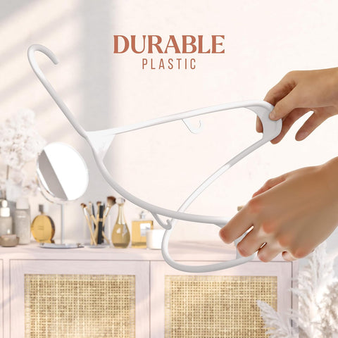 Plastic Hangers 20 Pack White - Clothes Hangers - Makes The Perfect Coat Hanger and General Space Saving Hangers for Closet and New Apartment Essentials - Percheros Ganchos para Colgar Ropa Hangars