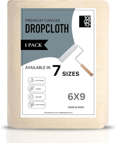 6x9ft Recycled Cotton All Purpose Canvas Tarp Cover Painter Drop Cloth-1Pk