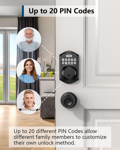 TEEHO TE001 Keyless Entry Deadbolt with Keypad for Front Door, Matte Black