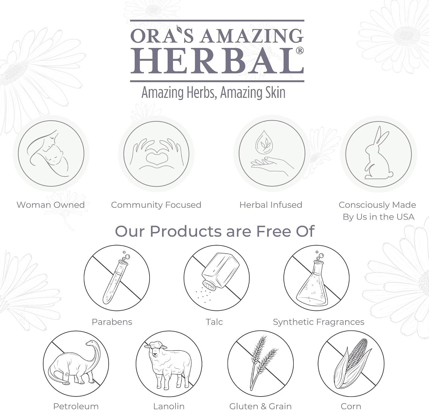 Baby Powder Talc-Free, Real Vanilla Amber Natural Scent, Cornstarch Free Arrowroot and Clay Based Powder, Synthetic Fragrance Free, Ora's Amazing Herbal, 2.5 oz 3 Pack
