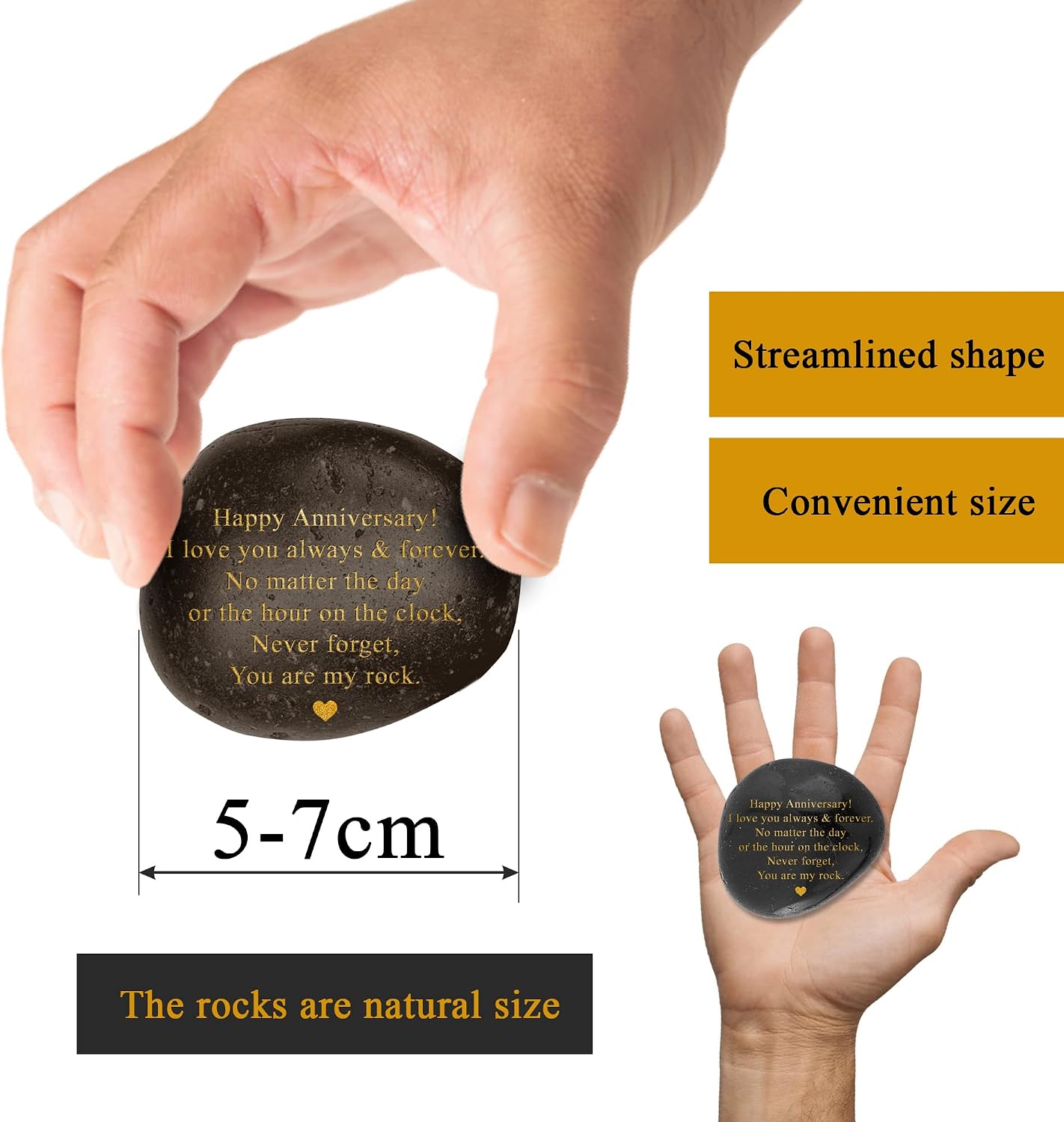VELENTI Happy Anniversary Decorative Stones Rock - Heartwarming You are My Rock Wedding Presents, Inspiring Anniversaries Keepsake for Her, Decorative Accessories Anniversary Present for Him