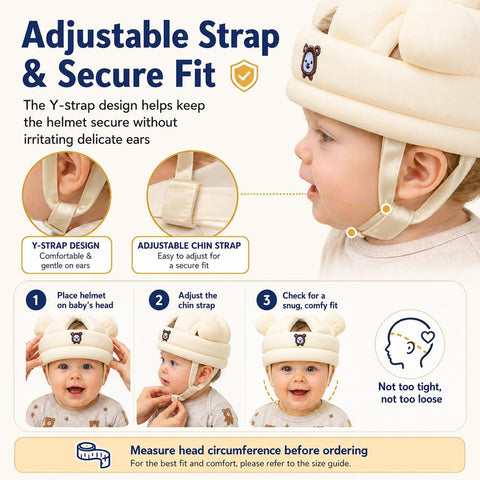 Baby Head Protector for Crawling Walking, Infant Helmet with Foam Bumpers, Adjustable Baby Helmet for Crawling Walking, Toddler Helmet - Head Protector for Baby Walking 12-36 Months.
