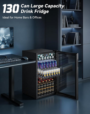 130 Can Beverage Refrigerator, Reversible Door, 3.2 Cu.Ft Drink Cooler