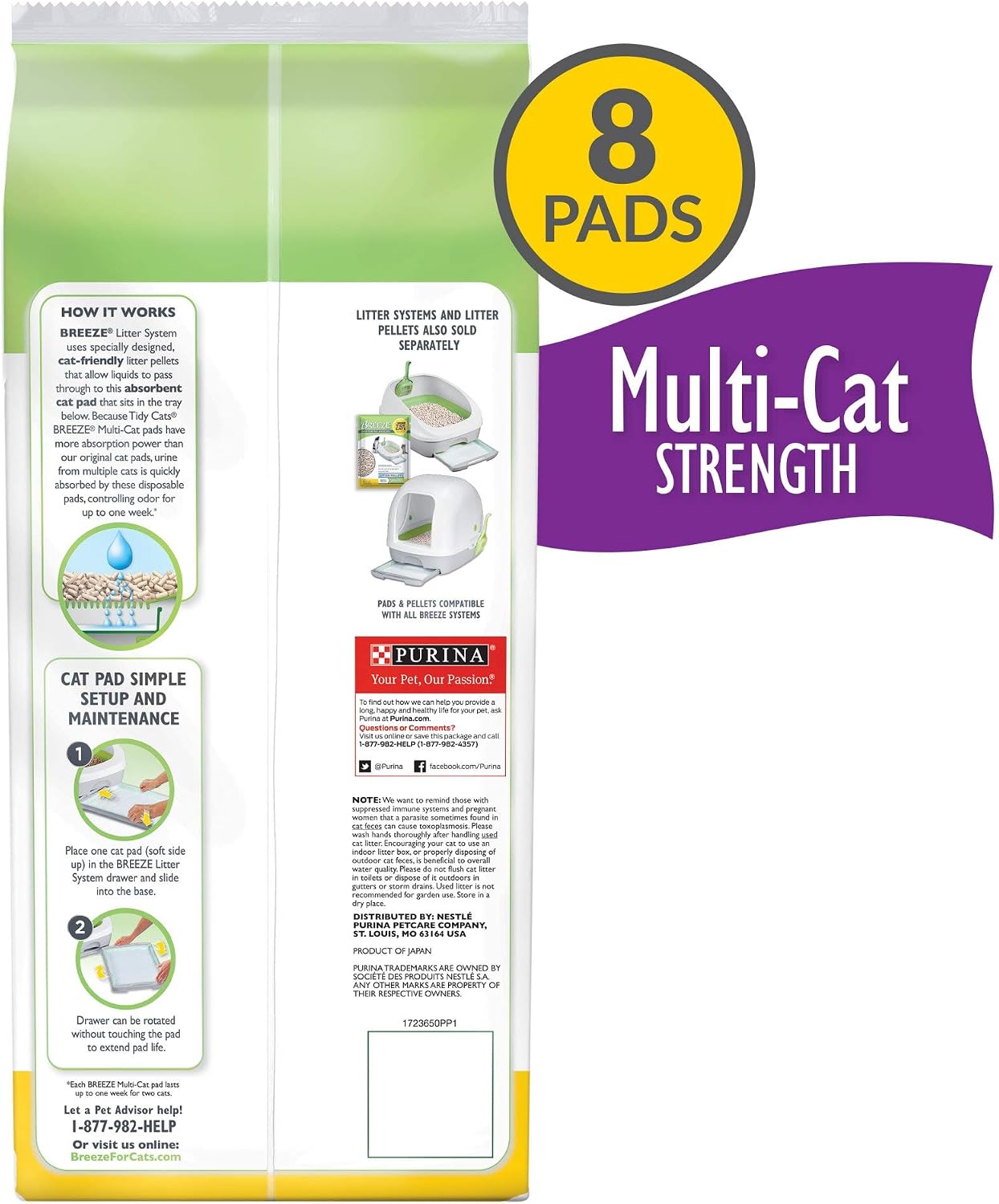 Purina Tidy Cats Cat Litter Breeze Pads Refill Pack Multi Cat Litter Pads - 8 ct. Bag