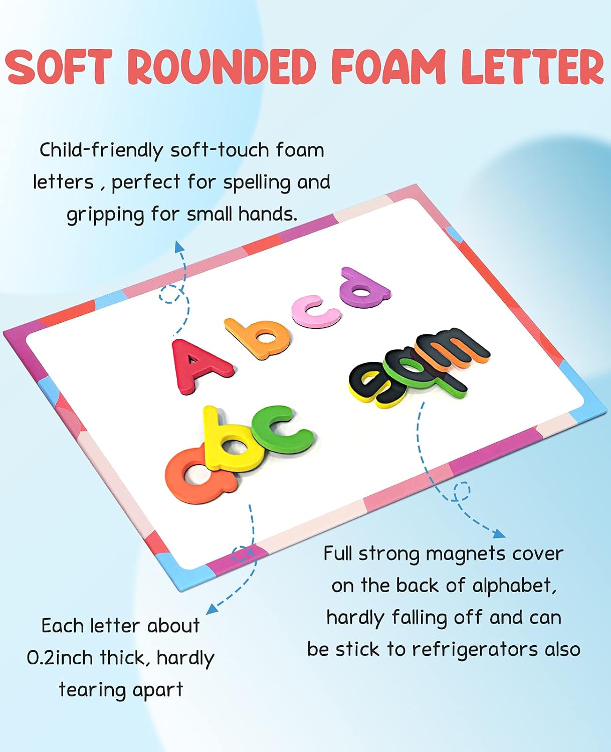 Gamenote Magnetic Alphabet Letters Kit, 238 Pcs with Magnet Board