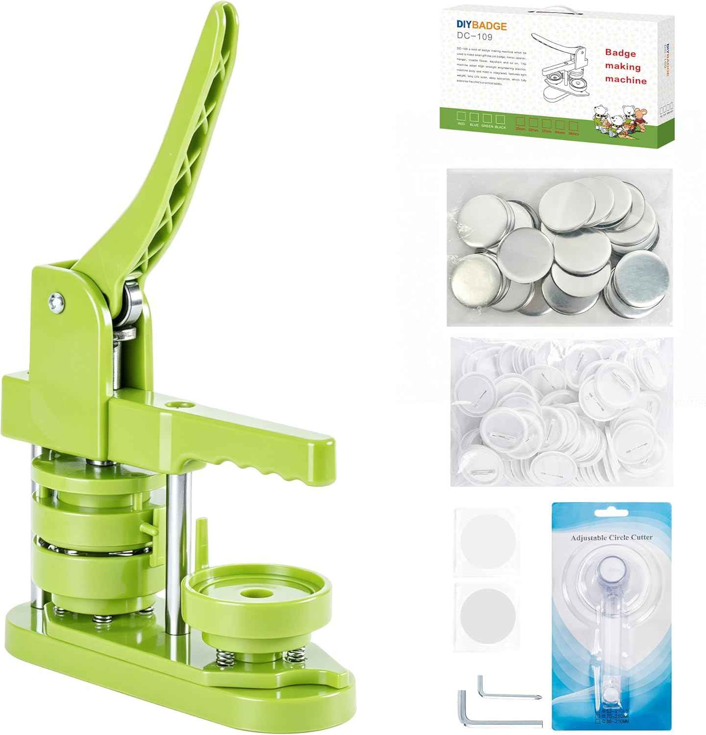 Button Maker Machine 58mm - (3rd Gen) Installation-Free 58mm(2.25in) DIY Pin Badge Button Maker Press Machine Badge Punch Press with Free 100pcs Button Parts&Pictures&Circle Cutter