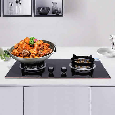 2-Burner Gas Stove 4.2KW & 5.2KW Dual Burners, Drop-in Propane Gas Cooker Tempered Glass, Flameout Protection for Home Kitchens and RVs