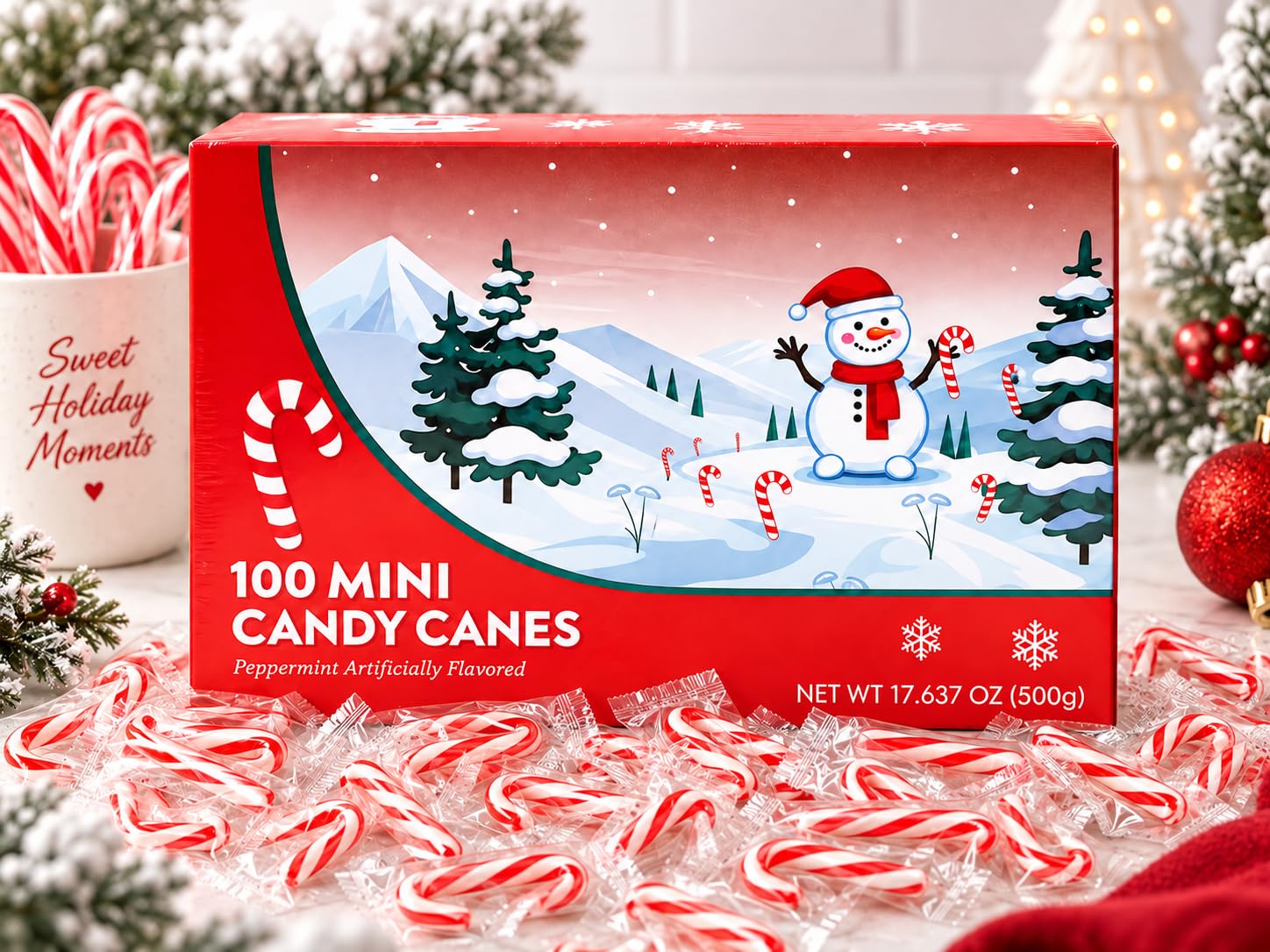 Mini Candy Canes Red & White Peppermint Flavory (100)