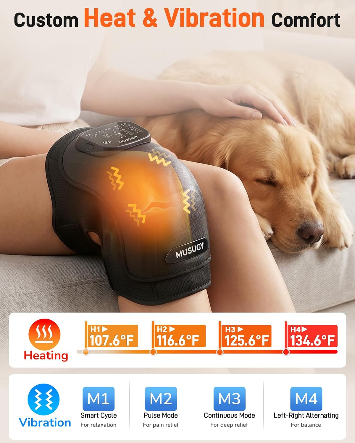 Knee Massager with Heat and Red Light Therapy for Pain Relief