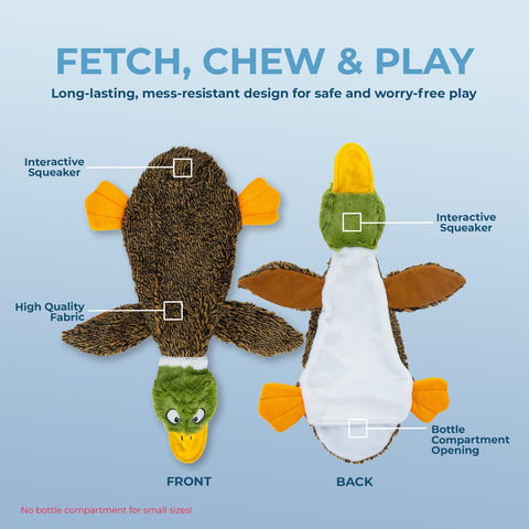 Best Pet Supplies 2-in-1 Fun Skin Stuffless Dog Toy - Wild Duck, Small