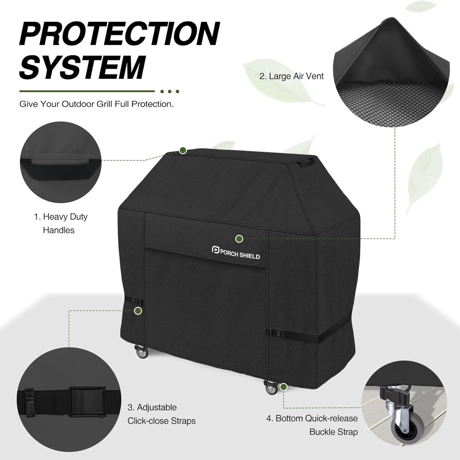 Porch Shield Waterproof Outdoor BBQ Grill Cover 56 inch, Black