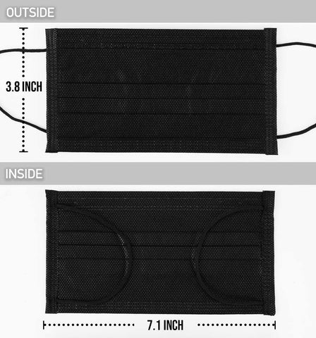 LEMENT 500pcs Disposable Black Mask,3-Ply Face Masks with Earloops