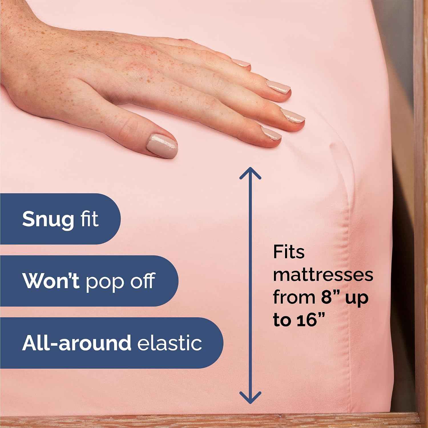 Queen Size 4 Piece Sheet Set - Breathable & Cooling Sheets - Baby Pink