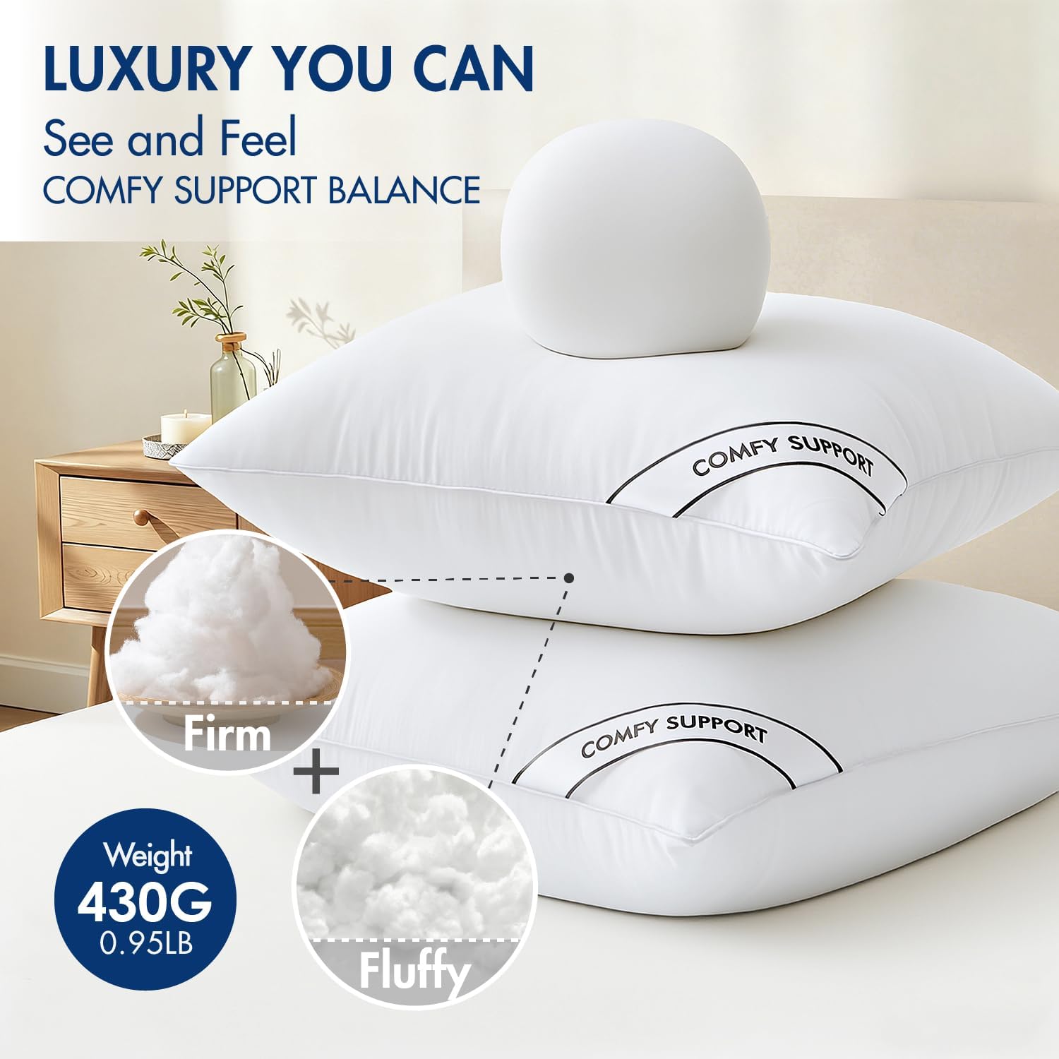 MIULEE 16x16 Pillows Inserts Pack of 2, Down Alternative Virgin Filling