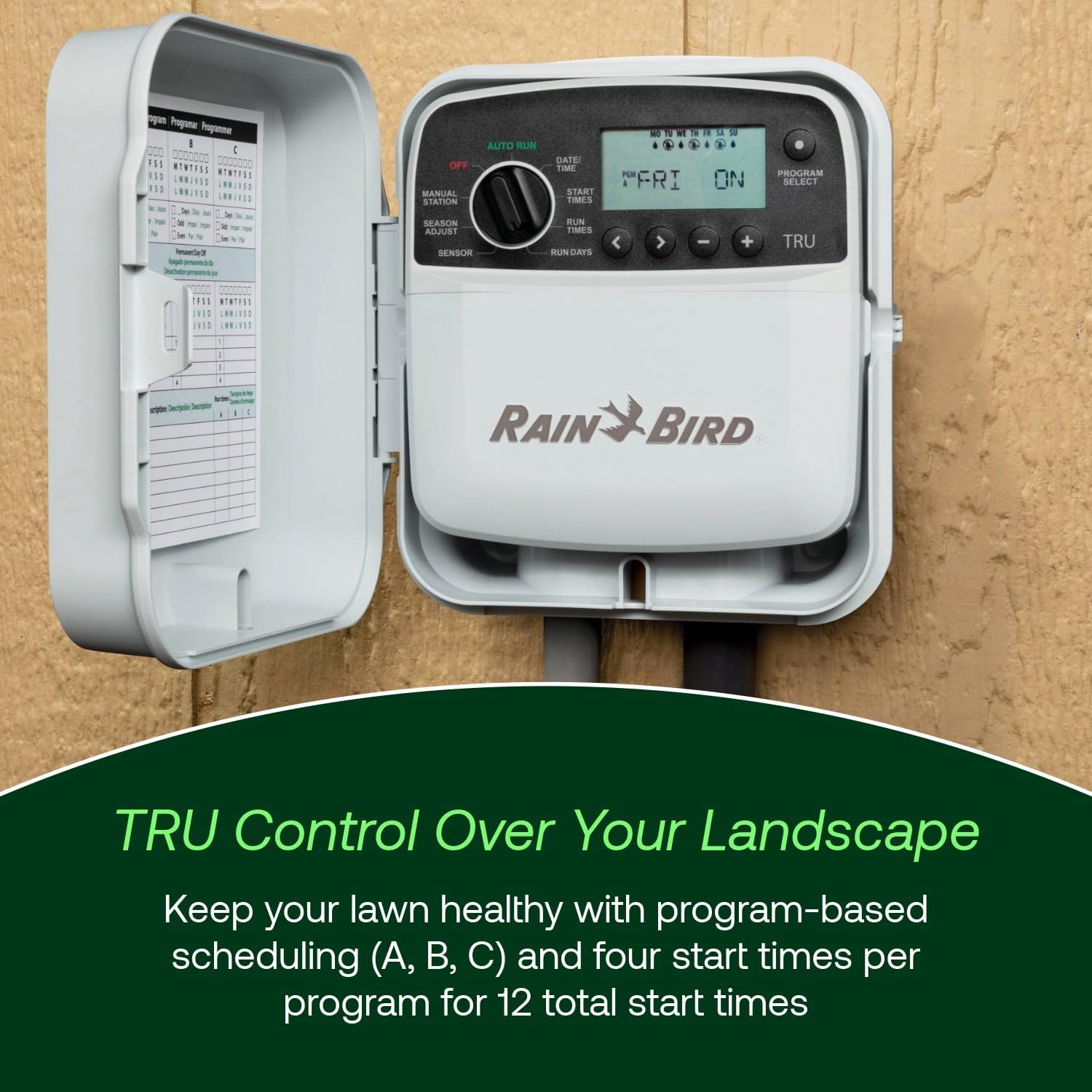 Rain Bird TRU8O Program-Based Indoor/Outdoor Irrigation Controller/Timer, WiFi Ready, 8-Zone/Station