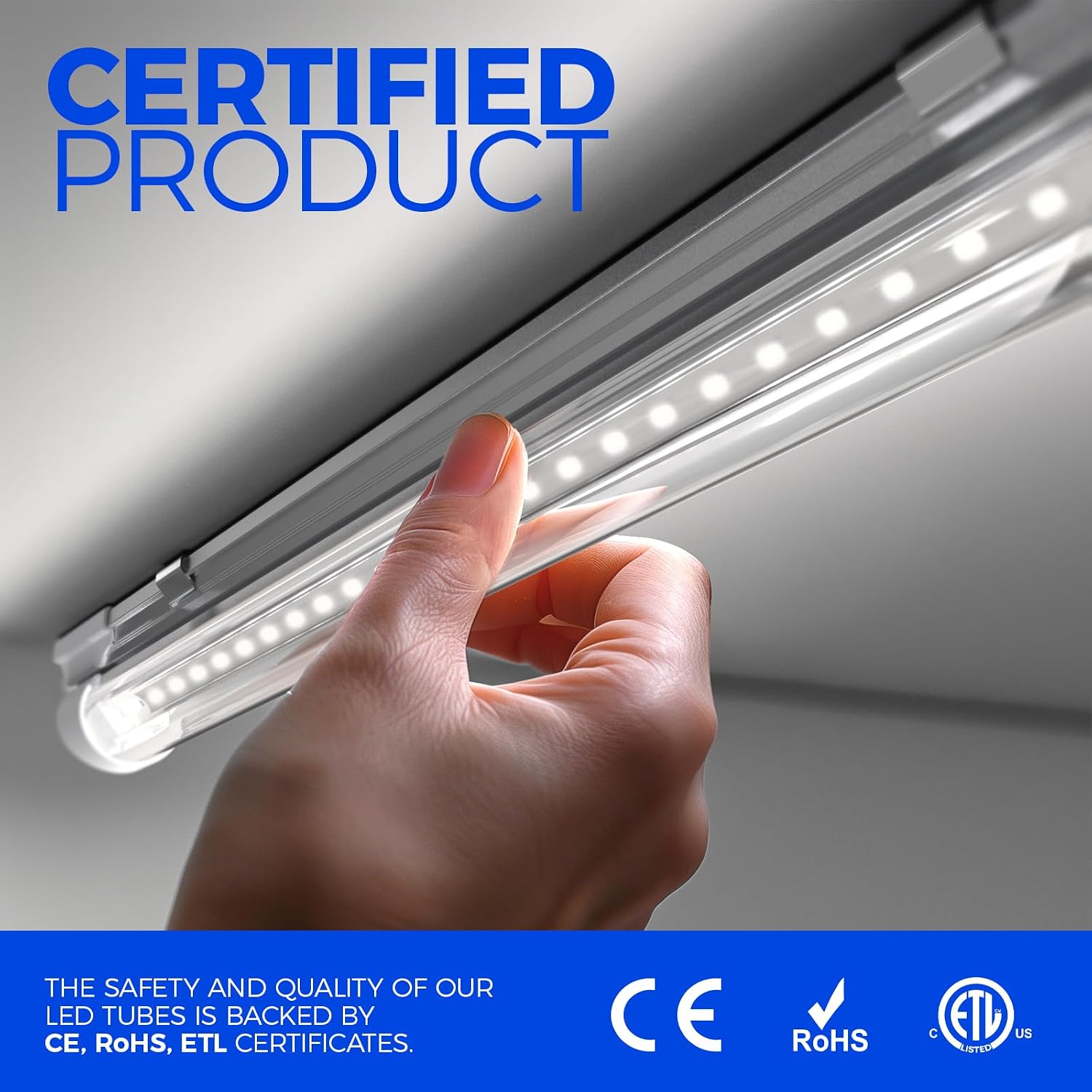 Barrina T8 LED Shop Lights 8FT, 72W 10000LM 5000K, High Output, 10 Packs