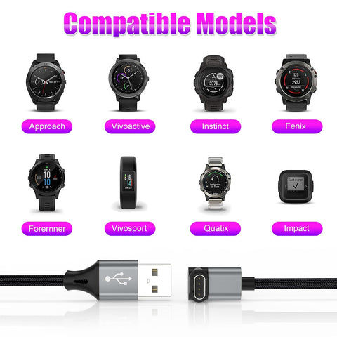 AGVEE 2 Pack 3.3ft Charger for Garmin Watch, L-Shape Charging Cable