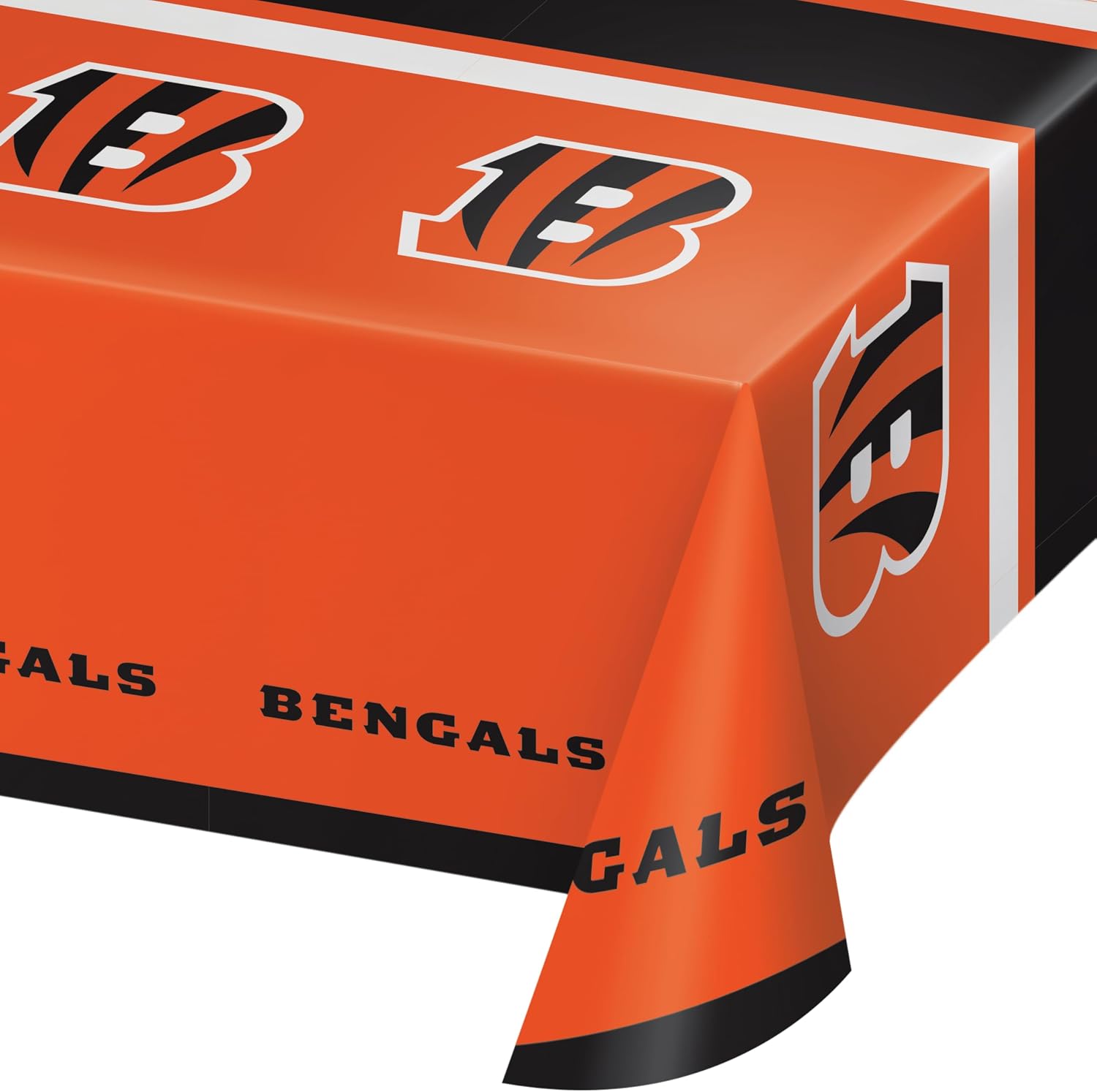 Trendware Cincinnati Bengals Plastic Tablecloths, 54 x 102 in, 3 ct