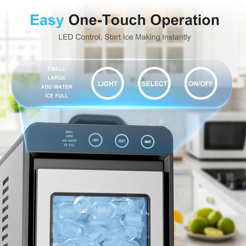 Kismile Countertop Ice Maker with Self-Cleaning, 26.5lbs in 24Hrs