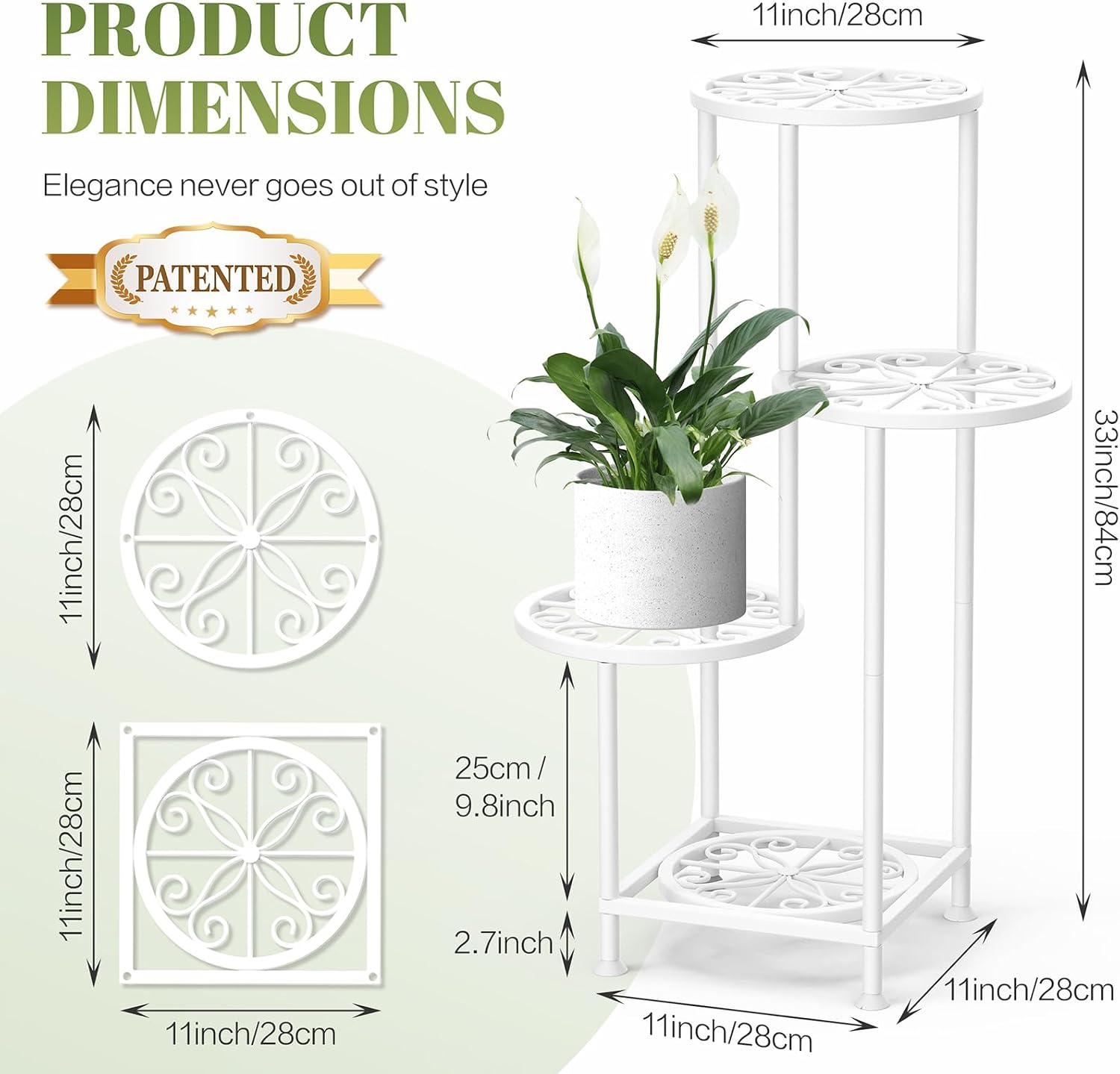 4 Tier Plant Stand Indoor Outdoor, Metal Shelf Holder Corner White