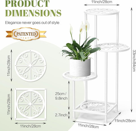 4 Tier Plant Stand Indoor Outdoor, Metal Shelf Holder Corner White