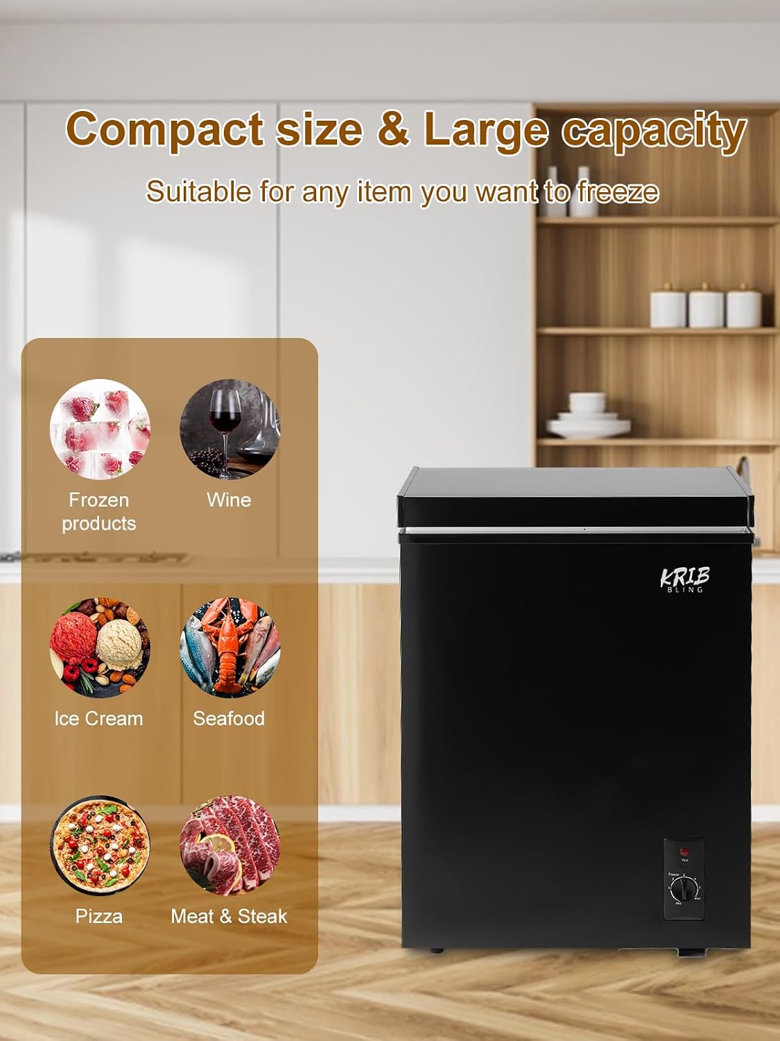 Mini Chest Freezer 3.5 Cu.Ft Compact Deep Freezer with Top Open Door Black