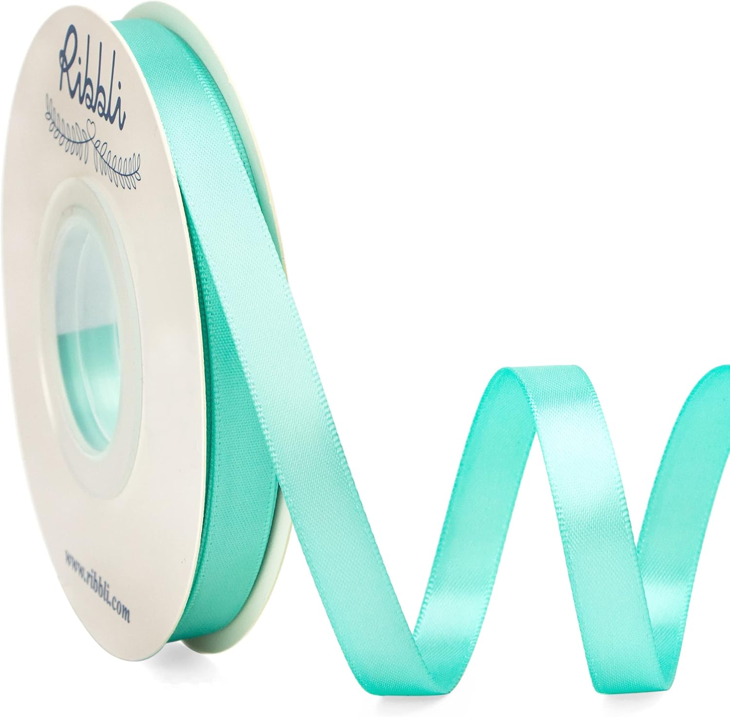 Ribbli Dusty Blue Satin Ribbon,Double Faced Satin 1/4 inch x Continuous 25 Yards,Use for Bows Bouquet,Gift Wrapping,Wedding Decoration,Floral Arrangement