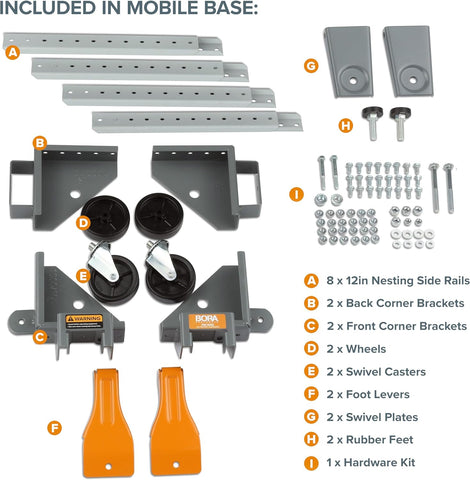 BORA PM-1050 Universal Mobile Base - Heavy Duty Adjustable Mobile Tool Base