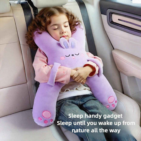 Car Pillow for Travel Animal-Themed Car Seat Cushion with Safety Belt Protector Soft Plush Material 4 Cute Styles: Pig, Dog, Rabbit, Panda (Panda)