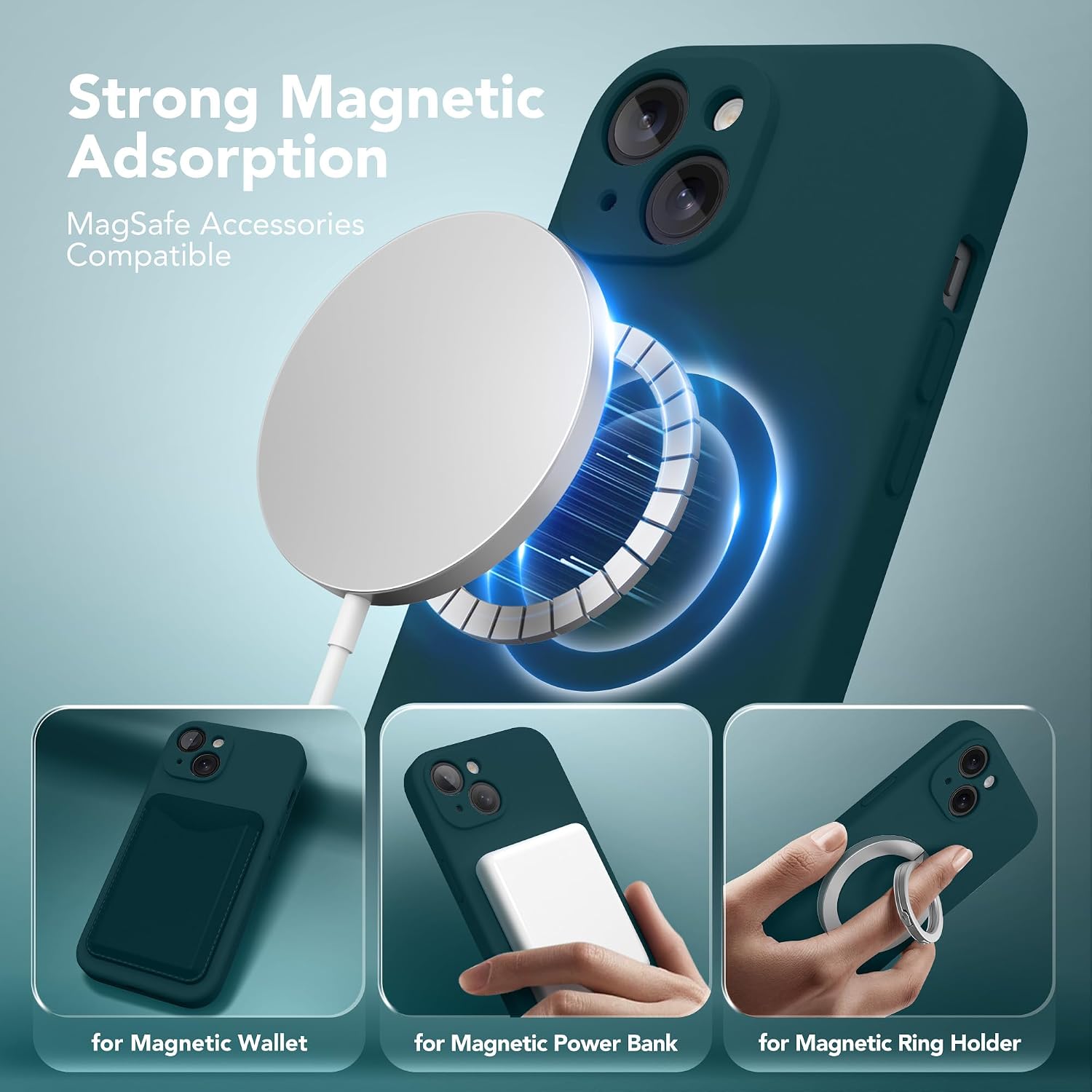 Magnetic for iPhone 13 Case Silicone Deep Blue