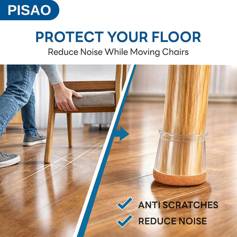 PISAO 24 Pcs Chair Leg Floor Protectors Caps Cover Pad for Hardwood Floors