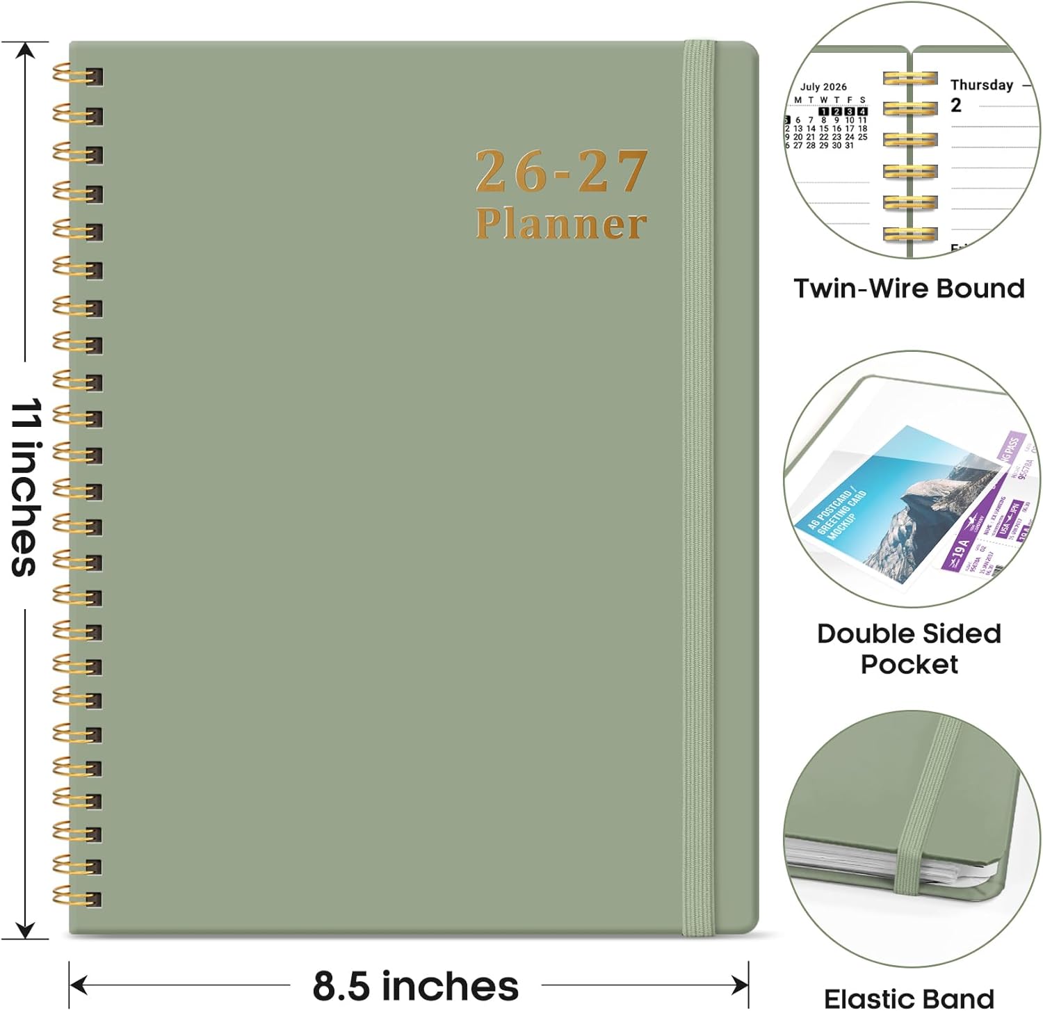 Taja Planner 2026-2027, 8.5" x 11" Calendar Planner, Jul 2026-Jun 2027