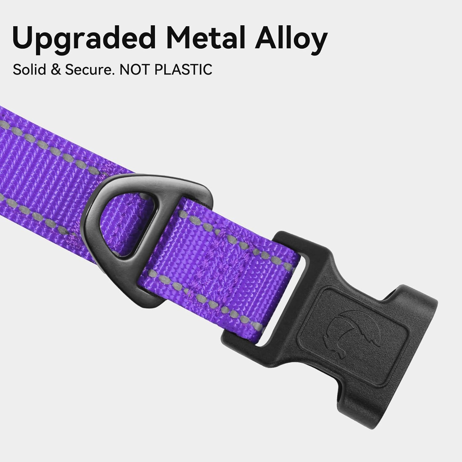 Joytale Reflective Dog Collar, Adjustable Neoprene Padded, Purple M