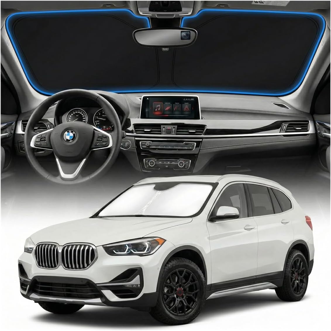 for BMW X1 E84 Sun Shade Windshield Cover - Custom Fit X1 E84 Accessories 2016-2024 2025 Sunshade Foldable UV Protection & Heat Shield Sun Visor Accessories