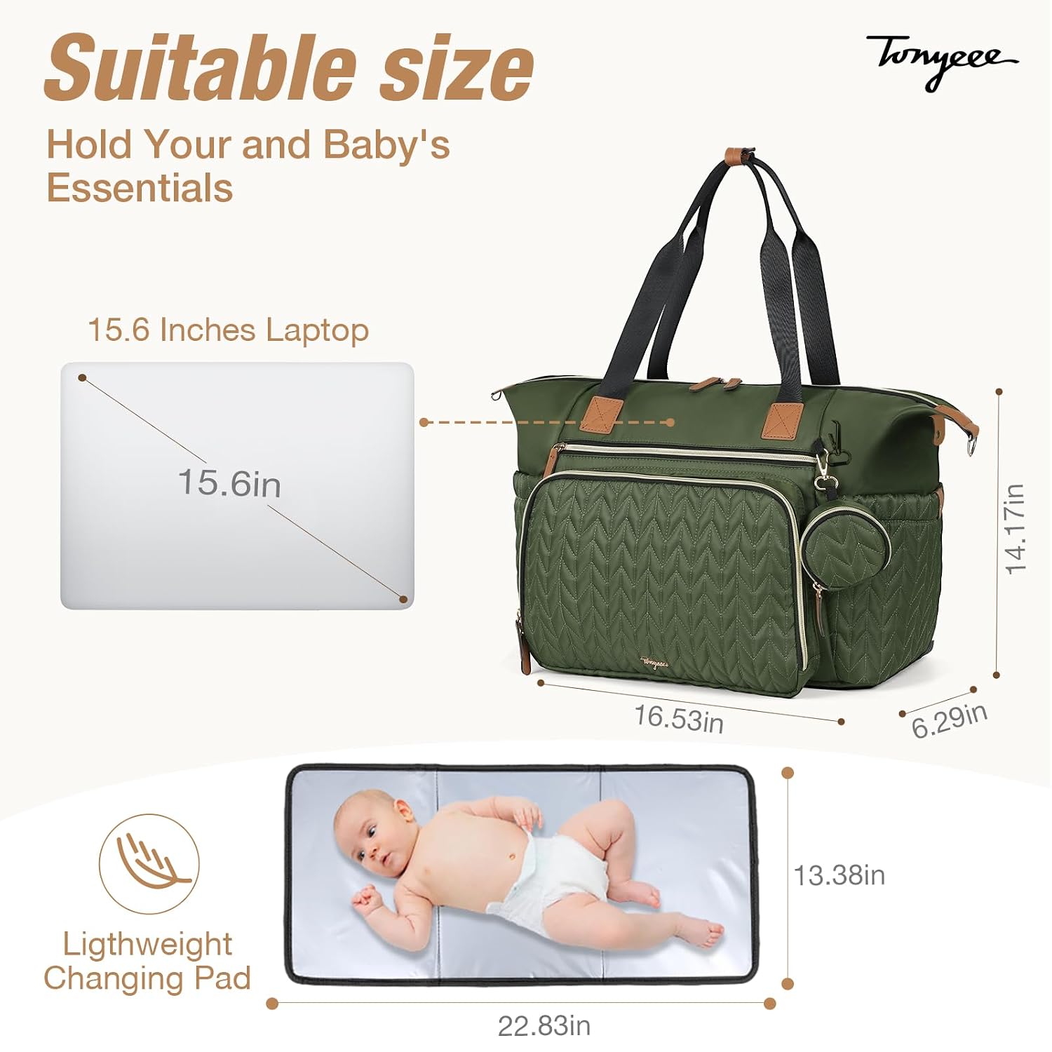 Diaper Bag Tote, Large Baby Hospital Bag for Labor Delivery Mom