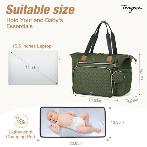 Diaper Bag Tote, Large Baby Hospital Bag for Labor Delivery Mom