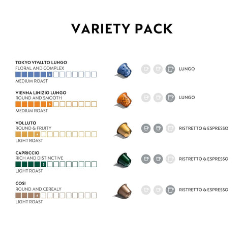 Nespresso Original, Blend Variety Pack, 50-Count Coffee Pods