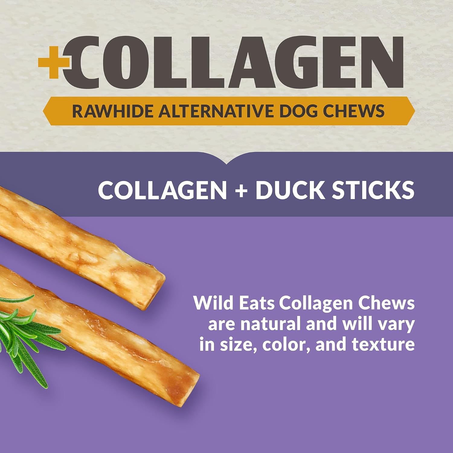 Wild Eats Real Duck Collagen Bully Sticks for Dogs, 25 Pack, Rawhide Free