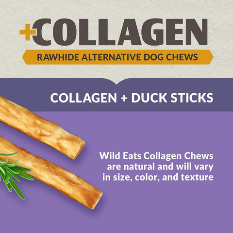 Wild Eats Real Duck Collagen Bully Sticks for Dogs, 25 Pack, Rawhide Free