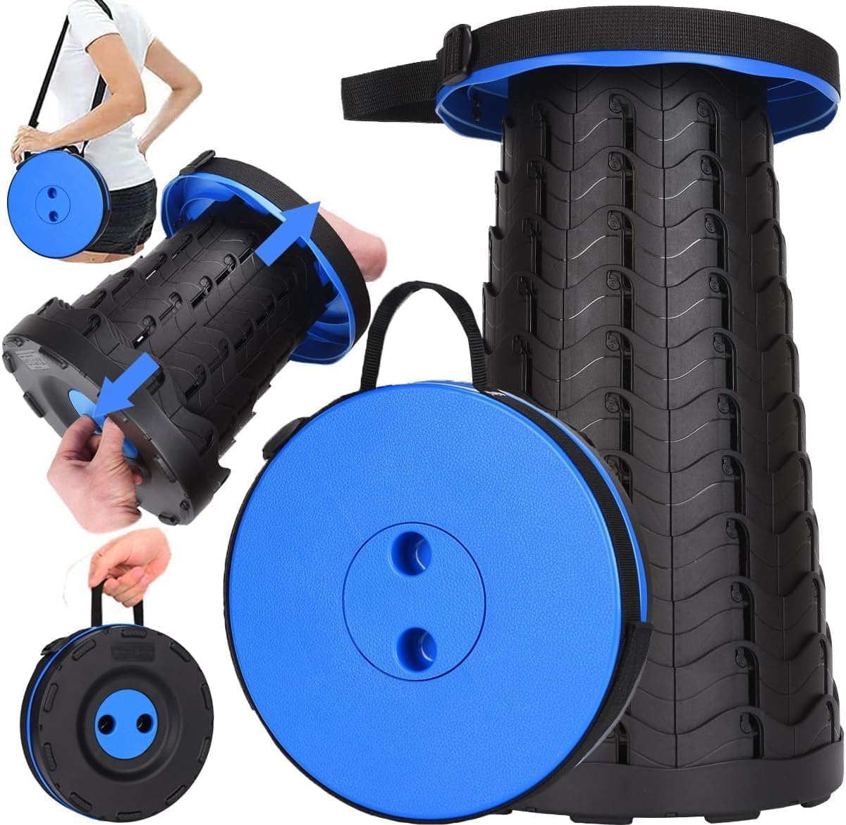 Fishboy Collapsible Stool for Adults, Portable Folding Camping Seat, 400lbs
