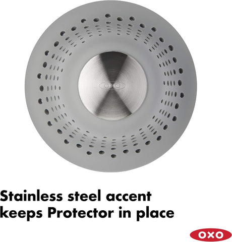 OXO Good Grips Silicone Shower & Tub Drain Protector, Hair Drain Catcher