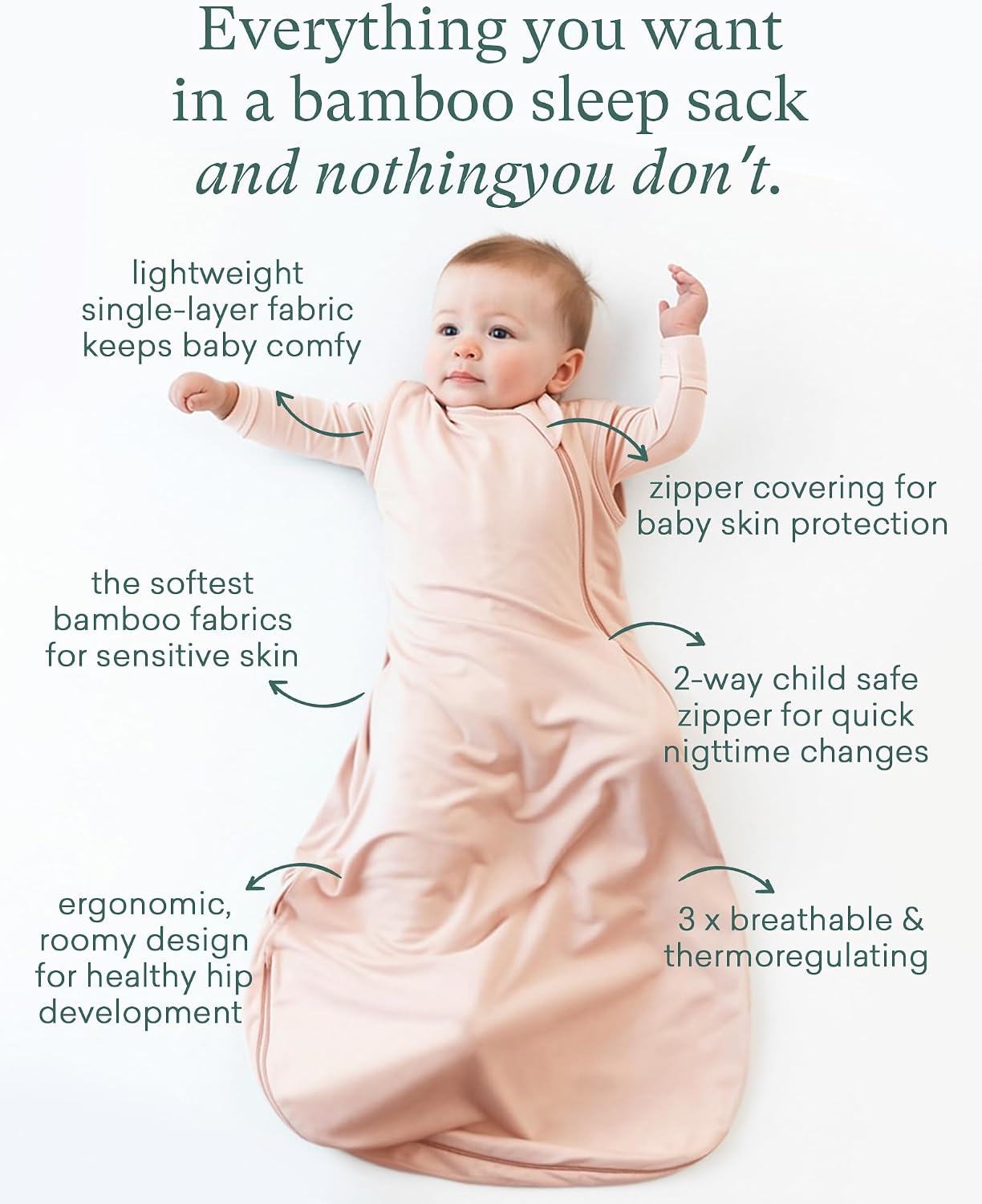 PurComfy Summer Sleep Sack, 0.5 TOG Bamboo Viscose Baby Wearable Blanket