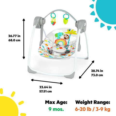 Bright Starts Portable Electric Baby Swing, Newborn to 9 Months