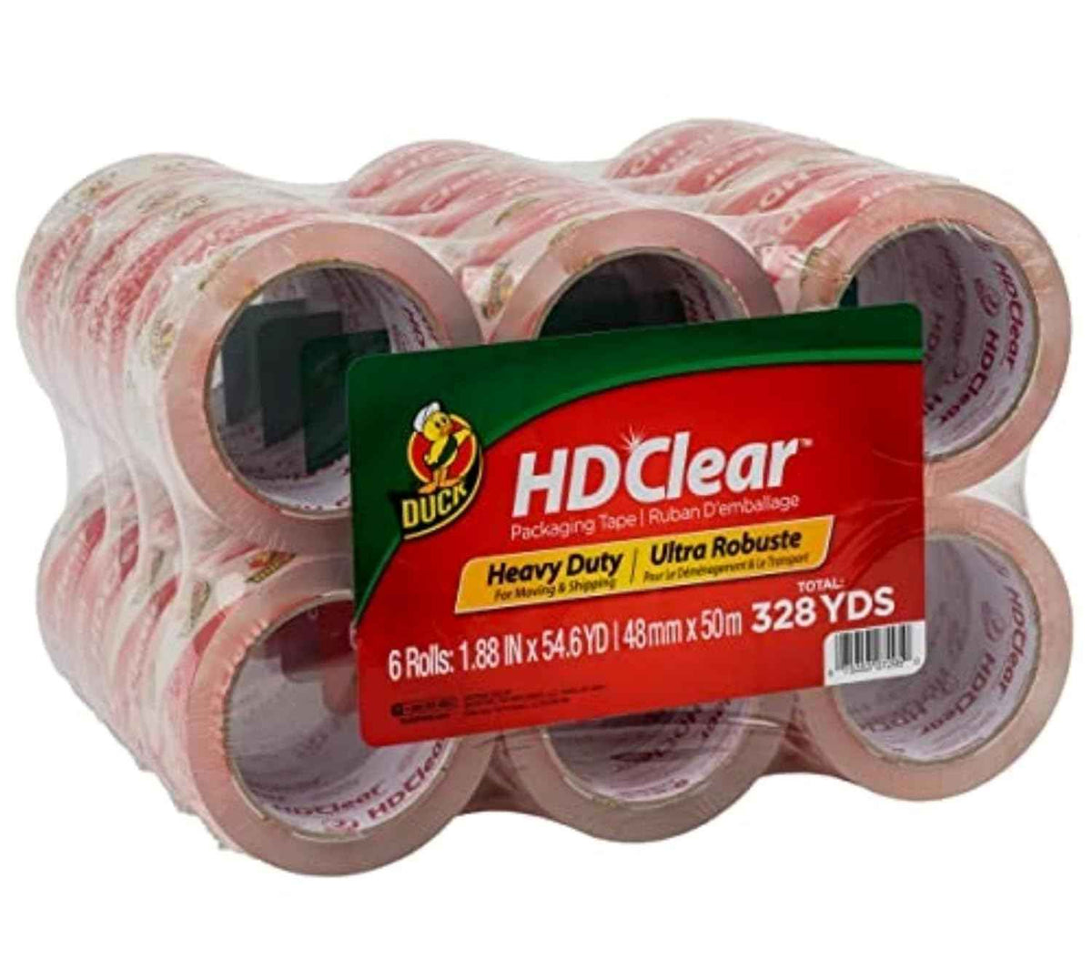 Duck HD Clear Packing Tape Refills - 24 Rolls of Heavy Duty Shipping and Moving Packing Tape - Clear Strong Packaging Tape for Boxes, Packing and Moving Supplies - 1.88 In. x 54.6 Yards (393730)