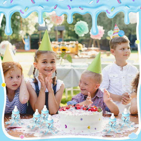 Nuenen 48 Pcs Baby Shower Milk Bottles with Ribbon Plastic Bear Candy Bottles Baby Shower Favors Gender Reveal Wedding Birthday Party Decorations(Blue)
