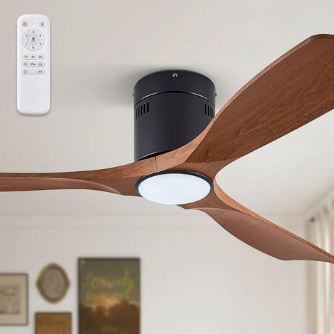 Fanbulous 52" Flush Mount Ceiling Fan with Lights and Remote,6-Speed