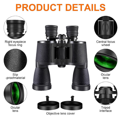ZIYOUHU 10x50 High Power Binoculars for Adults,Compact Binoculars with Low Light Night Vision, Waterproof/Professional Binoculars BAK4 Prism FMC Lens HD Binoculars for Bird Watching